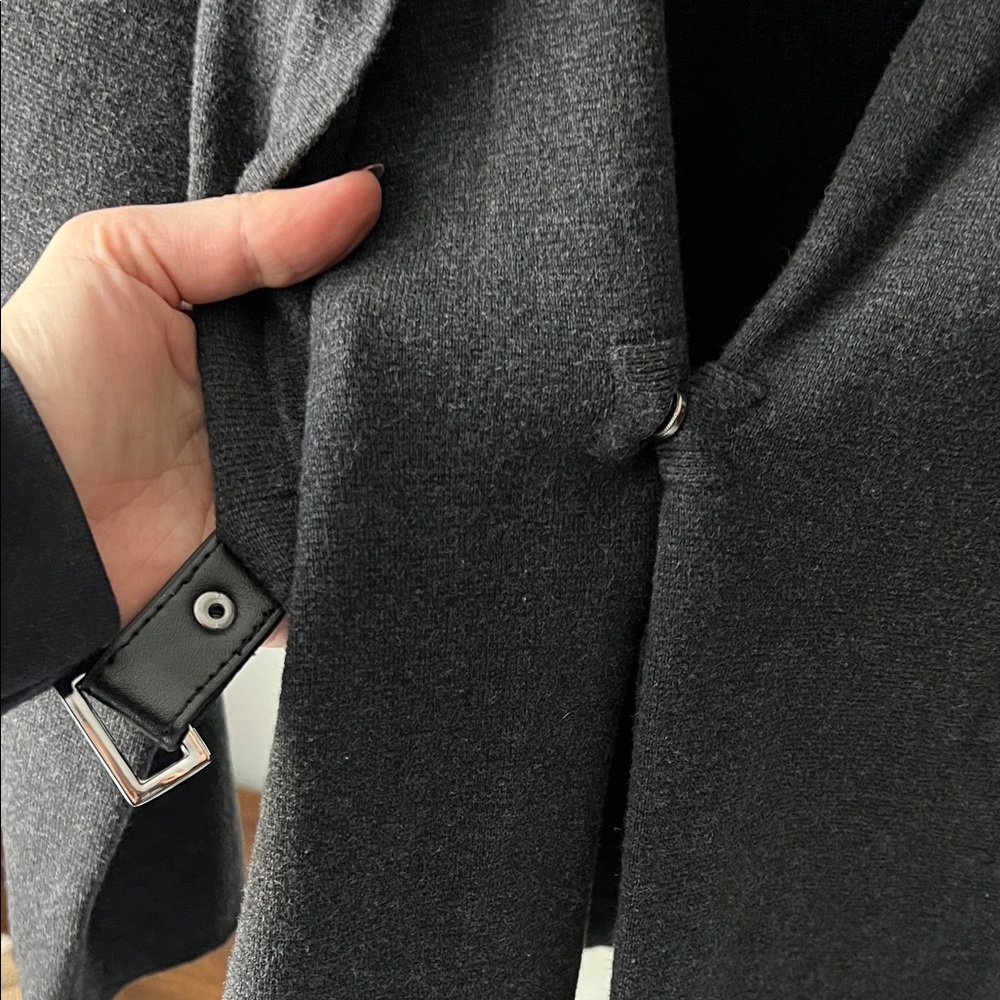 CLUNY cashmere wool silk Wrap Grey Women's cardigan with pockets M - Picture 5 of 8